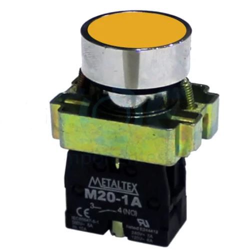 BOTAO PULSADOR FACEADO 22MM METÁLICO M20AFR-Y-1A  AMARELO 1NA METALTEX