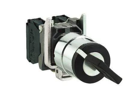 BOTÃO COMUTADOR  METÁLICO 22MM 3 POSIÇÃO FIXA XB4BD35 1NA+1NF SCHNEIDER