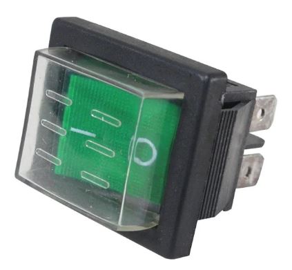 CHAVE 2 POSIÇÕES ILUMINADA C/CAPA SILIC.-VD 24V RS-201-1C-G-24V METALTEX