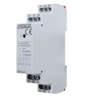 RELE ACOPLADOR INTERFACE 8A 220VCA /24VCA/CC 3REV DIR3-AD 3NA+3NF METALTEX