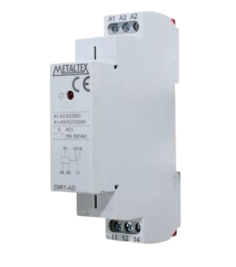 RELE ACOPLADOR INTERFACE 16A 220VCA /24VCA/CC 1REV DIR1-AD 1NA+1NF METALTEX