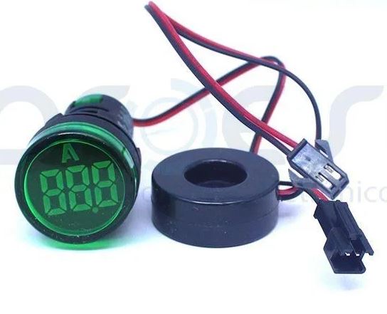 AMPERIMETRO DIGITAL 50-380VC 0-100A C/ TC A20-3G 22MM VERDE METALTEX