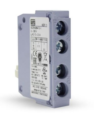 BLOCO DE CONTATO AUXILIAR FRONTAL PARA MPW18/40/80A ACBF-11 NA+NF AZUL WEG