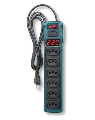 FILTRO DE LINHA 6 TOMADAS + VOLTIMETRO DIGITAL PLASTICO AZUL BIVOLT 2200VA MAX  MULTICRAFT