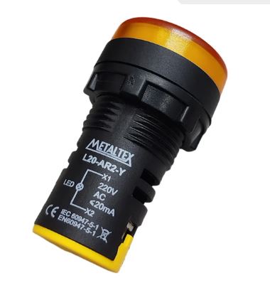 SINALEIRO LED 220VCA L20-AR2-Y 22MM AMARELO METALTEX