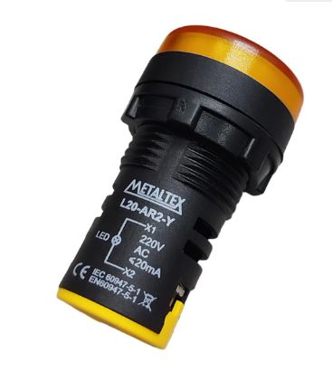 SINALEIRO LED 24VCC/VCA 22MM L20-AR7-Y AMARELO METALTEX