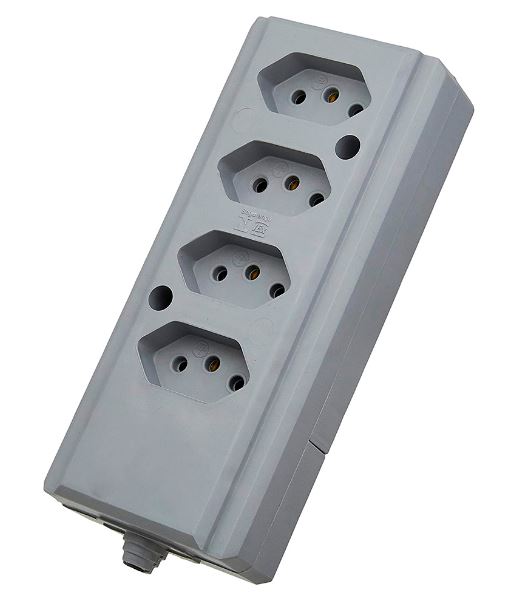 TOMADA BARRA BIAMPERAGEM QUADRUPLA 2P+T CZ 10/20A INTERNEED