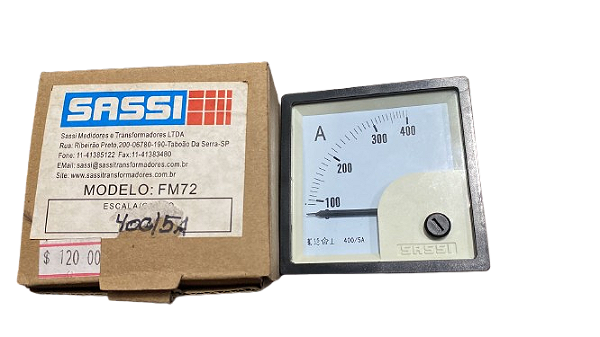 AMPERÍMETRO ANALÓGICO 400/5A 72 X 72 FM72 SASSI