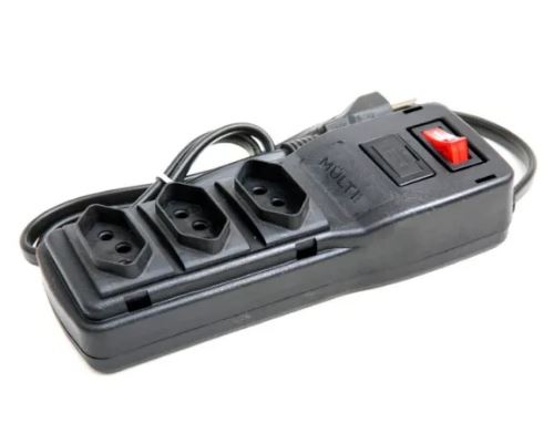FILTRO DE LINHA 3 TOMADAS PLASTICO PRETO NBR14136 BIVOLT MULTICRAFT