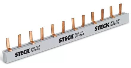 BARRAMENTO BIFASICO DIN12 2X6 210MM S2F210B 80A STECK