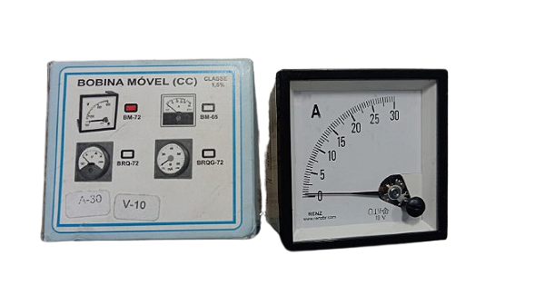 AMPERÍMETRO ANALÓGICO 10VCC ESCALA A-30A BM-72 RENZ