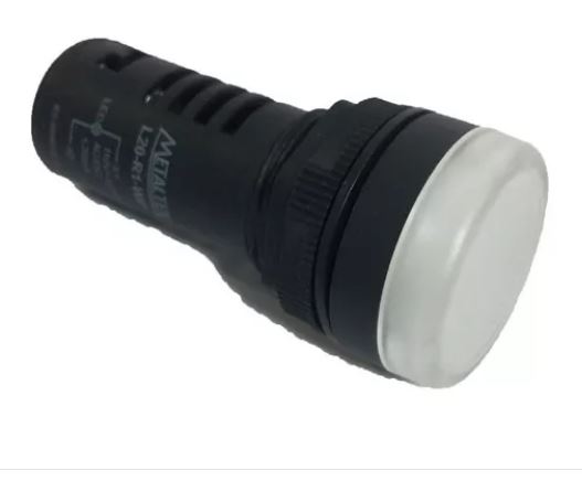 SINALEIRO LED 24VCA L20-R7-WP IP65 22MM BRANCO METALTEX