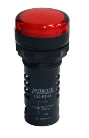 SINALEIRO LED 24VCA L20-AR7-R IP65 22MM VERMELHO METALTEX