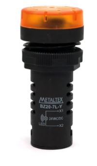 SINALIZADOR LED SONORO 22MM 24VCA/CC (BZ20-7L-Y) LARANJA METALTEX