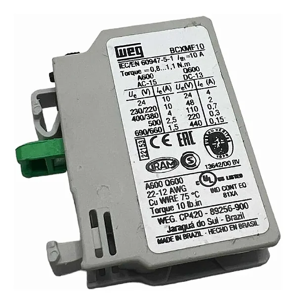 BLOCO DE CONTATO AUXILIAR FRONTAL BCXMF-10 1NA P/CWM9...105 WEG