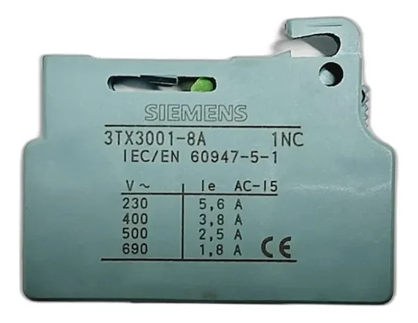 BLOCO DE CONTATO AUXILIAR FORNTAL 3TX30 01-8A 1NF P/3TS29-36 SIEMENS