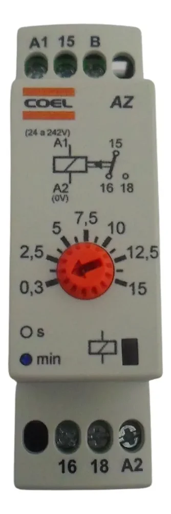 RELE DE TEMPO  AZ-- ALIM. 24 A 240VCA/VCC 15.0 MIN DCR 2014/740580 COEL
