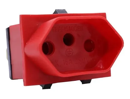 MODULO TOMADA 16A PARA PAINEL VERMELHO TRANSMOBIL