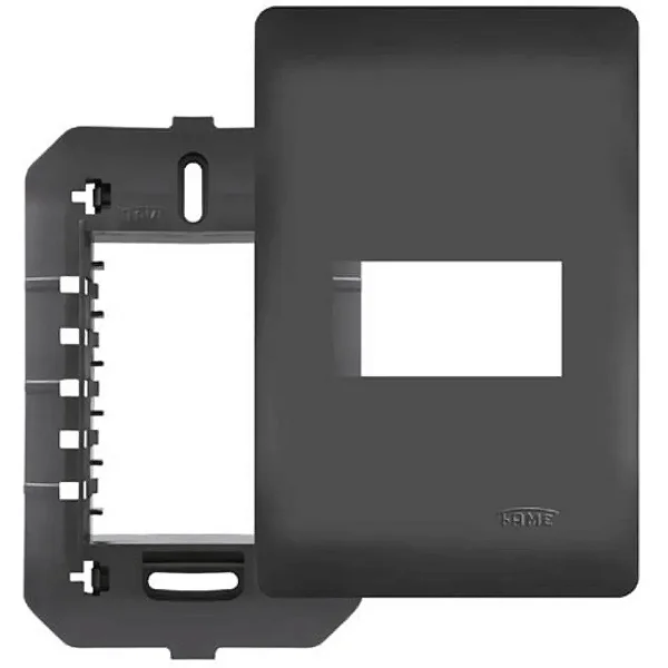 PLACA 1 POSTO 4 X 2 COM SUPORTE PRETA 4071 HABITAT FAME