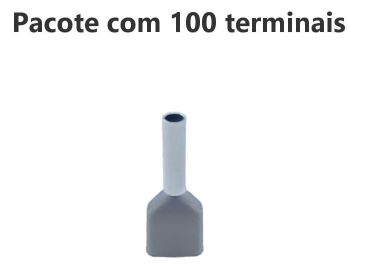 TERMINAL ILHOS/TUBO CINZA DUPLO 0,75MM PCT C/100PC