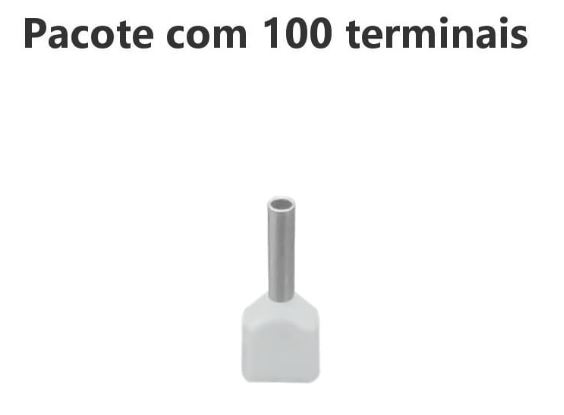 TERMINAL ILHOS/TUBO BRANCO DUPLO 0,50MM PCT C/100PC