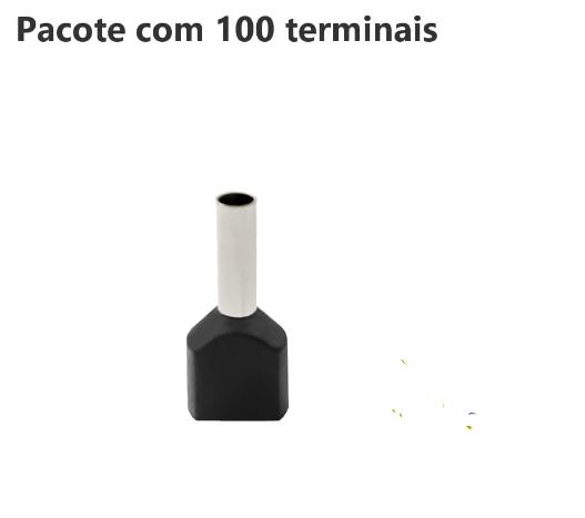 TERMINAL ILHOS/TUBO PRETO DUPLO 1,50MM PCT C/100PC