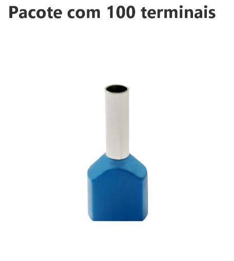 TERMINAL ILHOS/TUBO AZUL DUPLO 2,50MM PCT C/100PC