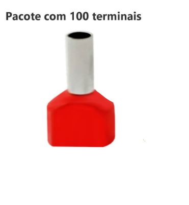 TERMINAL ILHOS/TUBO VERMELHO DUPLO 10,00MM PCT C/100PC