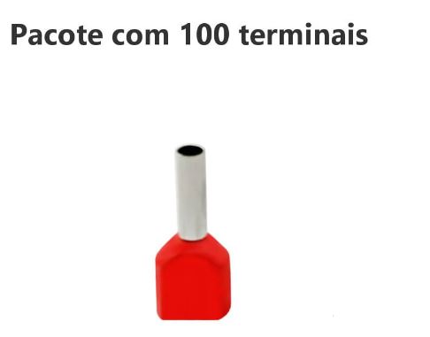 TERMINAL ILHOS/TUBO VERMELHO DUPLO 1,00MM PCT C/100PC