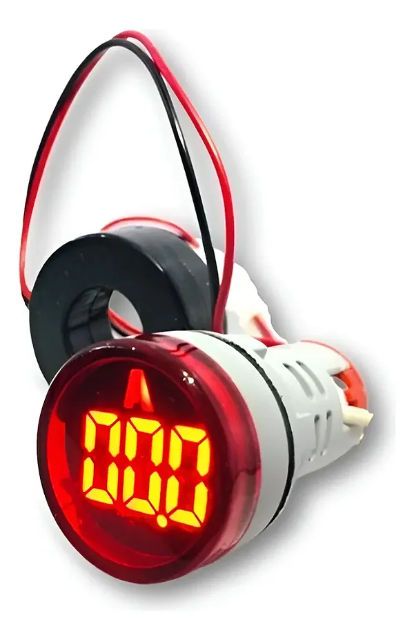AMPERIMETRO DIGITAL 100A-50 A 380VCA P/ FURO 22MM-REDONDO (IDR20A-R) VERMELHO METALTEX