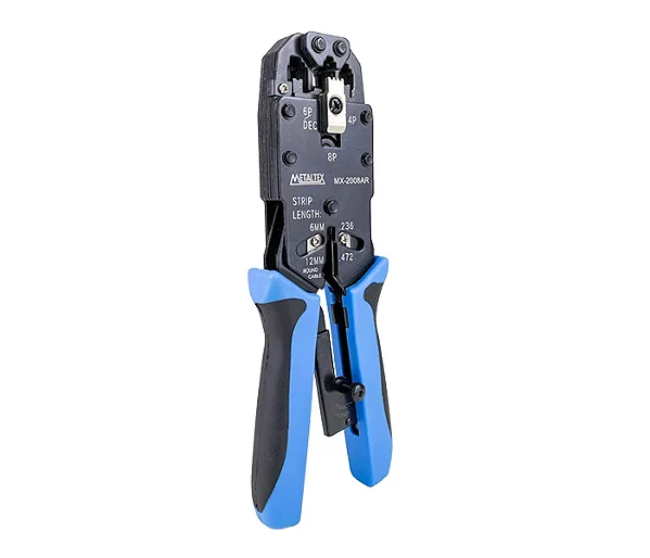 ALICATE CRIMPADOR PROFISSIONAL PARA CONECTOR  MODULAR PLUG R9, RJ11, RJ12 E RJ45 MX-2008AR METALTEX