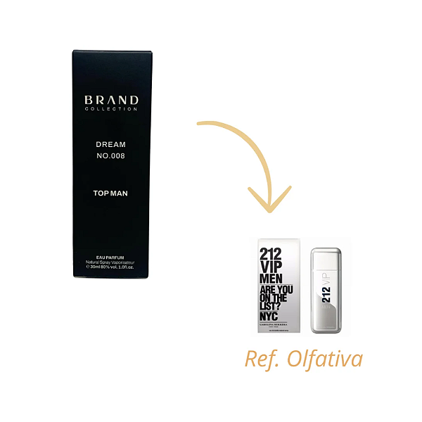 Brand Collection 008 - Perfume Masculino (Ref. Olfativa 212 Vip Men) 30ml