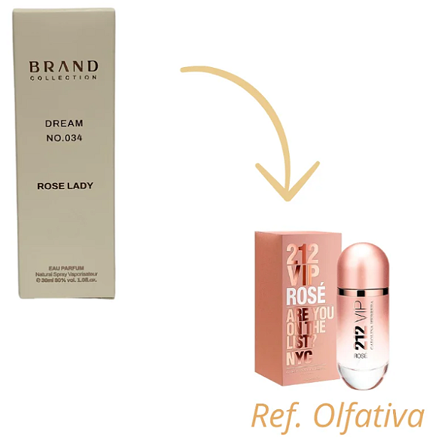 Brand Collection 034 - Perfume Feminino (Ref. Olfativa 212 Vip Rose) 30ml