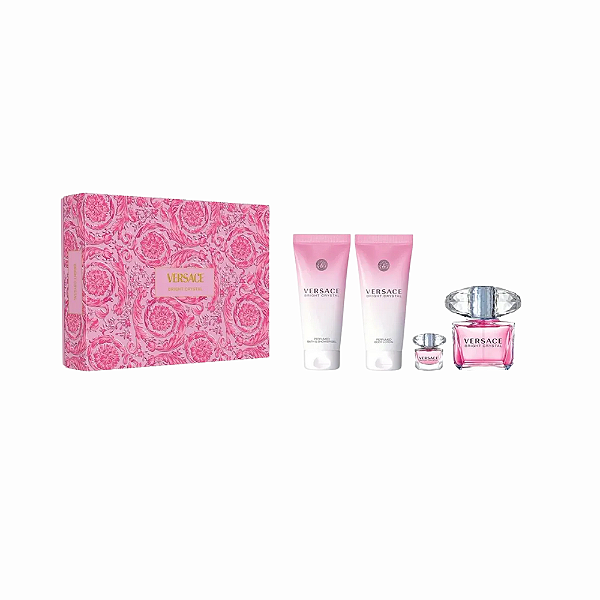 Kit Versace Bright Crystal - Perfume Edt 100ml + Shower gel 100ml + Body gel 100ml + Bolsa