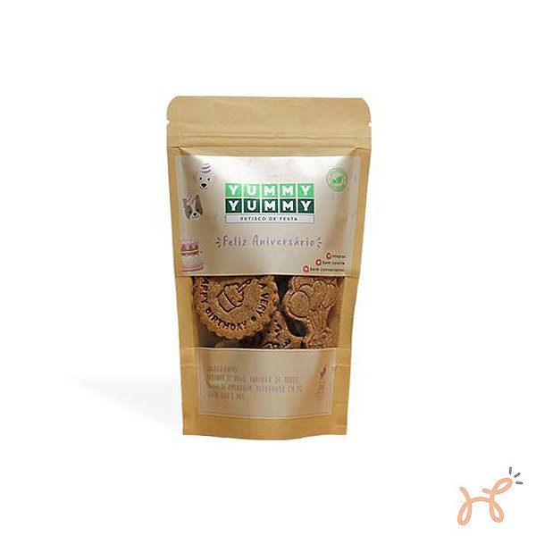 Biscoito Petisco para cães Feliz Aniversário - Yummy Yummy