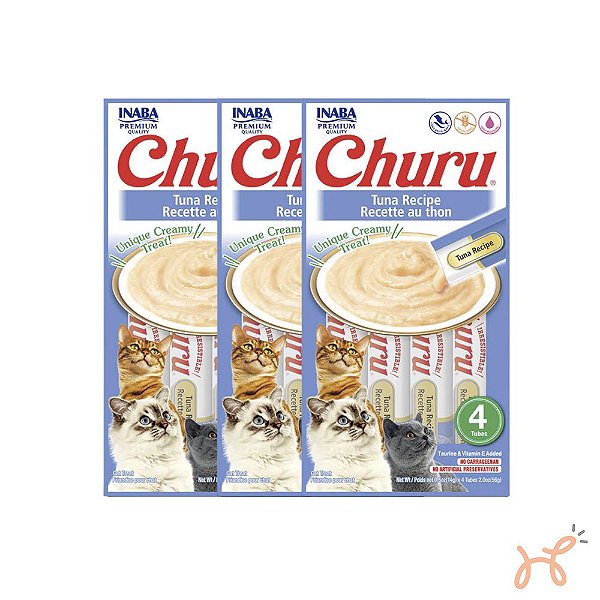 Kit c/3 Unid Petisco para Gatos Churu Atum - Inaba