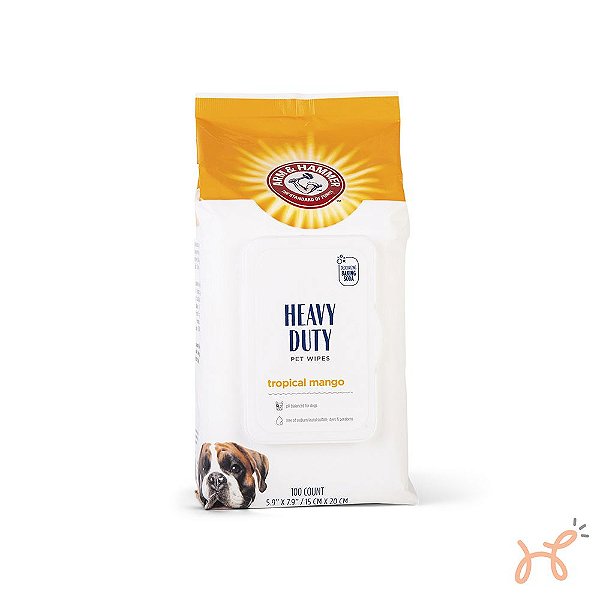 Lenço Umedecido Multifunções para Cães e Gatos Heavy Duty Perfume Manga Tropical 100 un - Arm & Hammer