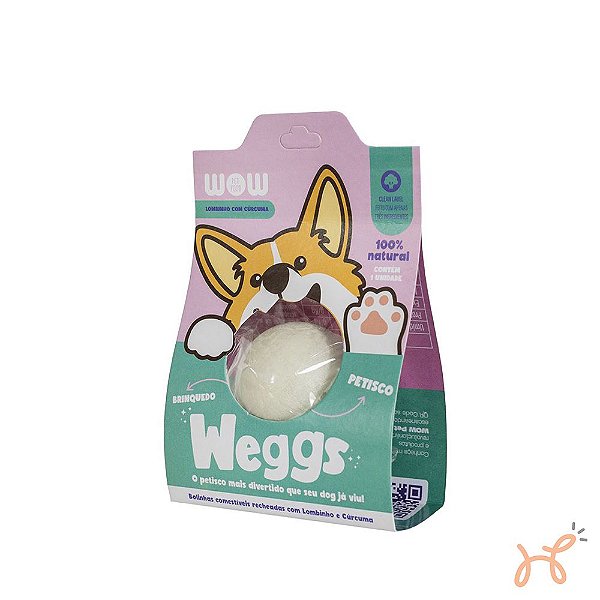 Petisco Natural Interativo para Cães Weggs sabor Lombinho e Cúrcuma - Wow