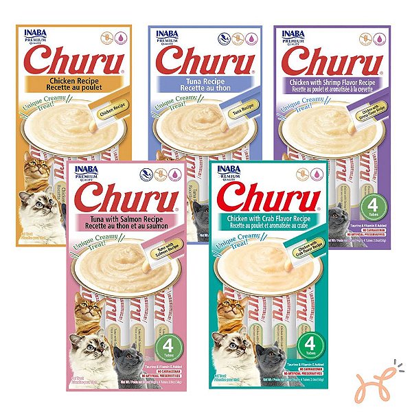 Kit c/5 Unid Petisco para Gatos Churu Sabores Variados - Inaba