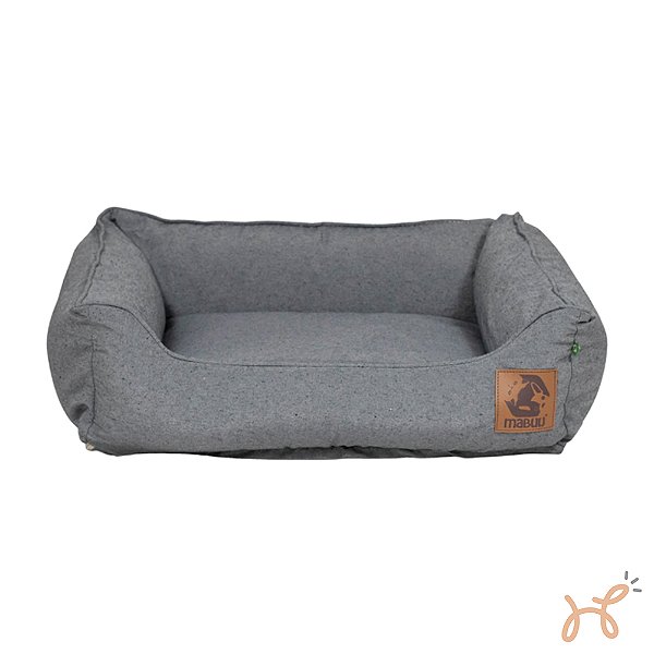 Cama para Cães e Gatos em Linho 100% Reciclado GG 110 x 100 Cinza Mescla - Mabuu