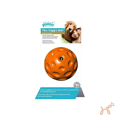 Bola de Borracha com Som para Cães Flex Giggle Ball Laranja - Pawise