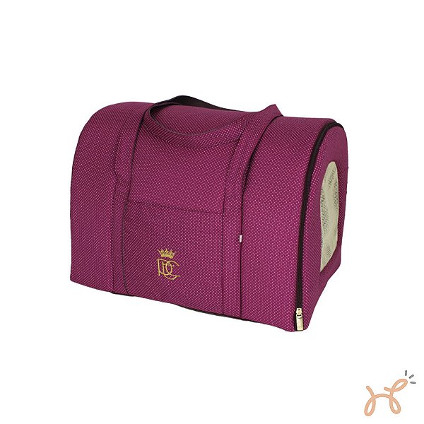 Bolsa de Transporte Pet Tecido Poá Bordô - Pata Chic