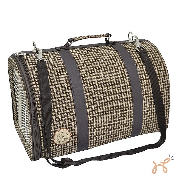 Bolsa de Transporte Pet Pied de Poule Marrom - São Pet