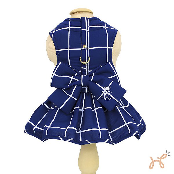 Vestido para Cães Laço e Guia Gid Marinho - Pata Chic