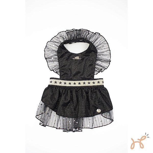 Vestido para Cães Star com Brilho Preto - Milli Mania