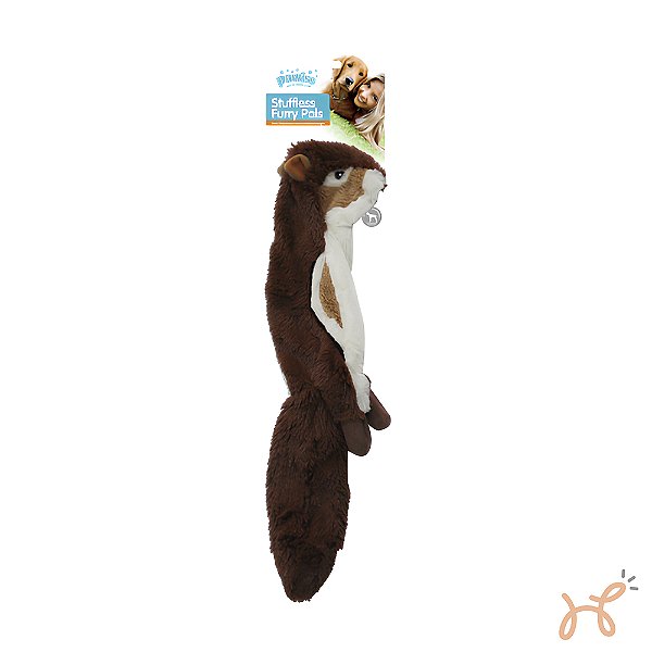 Brinquedo Pelúcia para Cães Esquilo Stuffless Feather Pals Marrom - Pawise