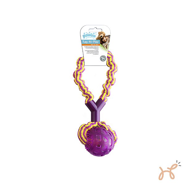 Brinquedo Mordedor em Y Cabo de Guerra para Cães Tug-n-Play Roxo/Amarelo - Pawise
