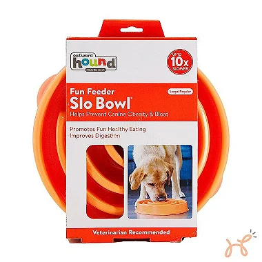Comedouro Lento para Cães Fun Feeder Slo Bowl Laranja - Outward Hound