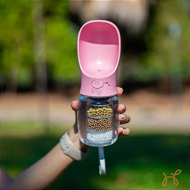 Garrafa Bebedouro de Água Pet com Filtragem d'Água Aquapocket Rosa - Pure Shower