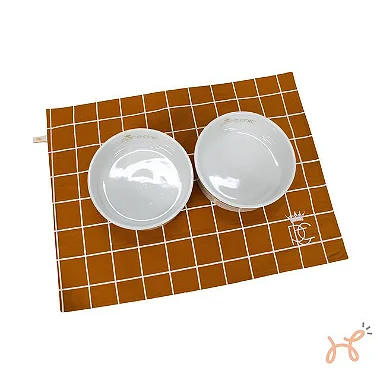 Porta Comedouro Grid Ocre - Pata Chic